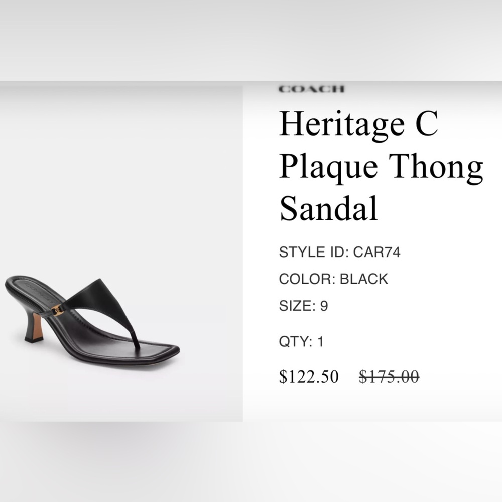 Coach Black Heritage C Plaque Thong Sandal